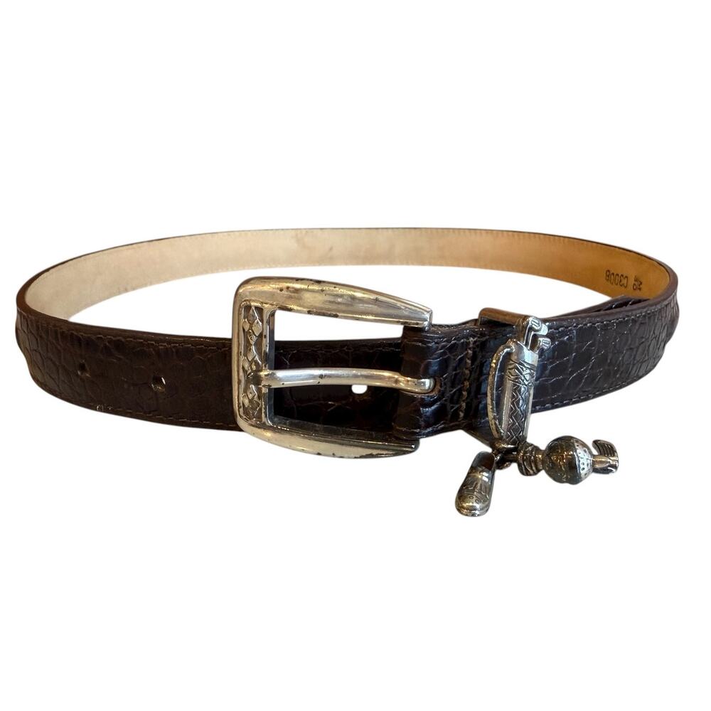 Vintage Brighton Belt Golfer Charm Detail Brown M